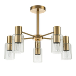 Светильник на штанге 5x40Вт, E14, металл/стекло, золото