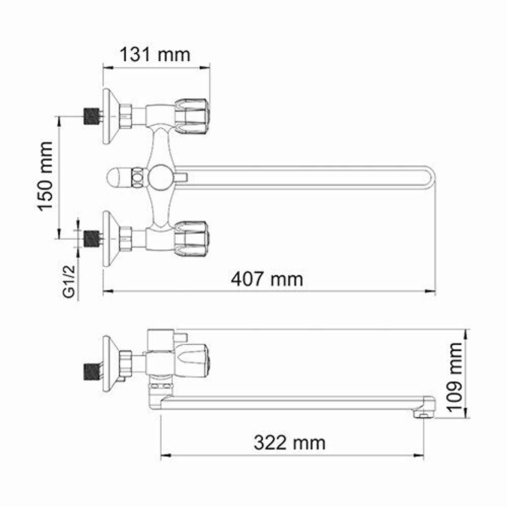 Amper 2902L Смеситель для ванны с длинным изливом