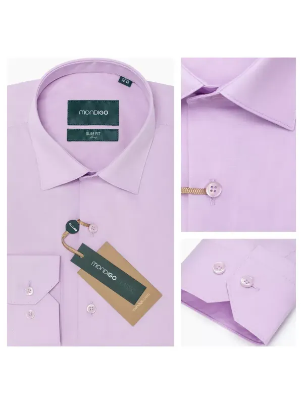 Рубашка на высокий рост LONG SLIM FIT с длинным рукавом, сиреневая