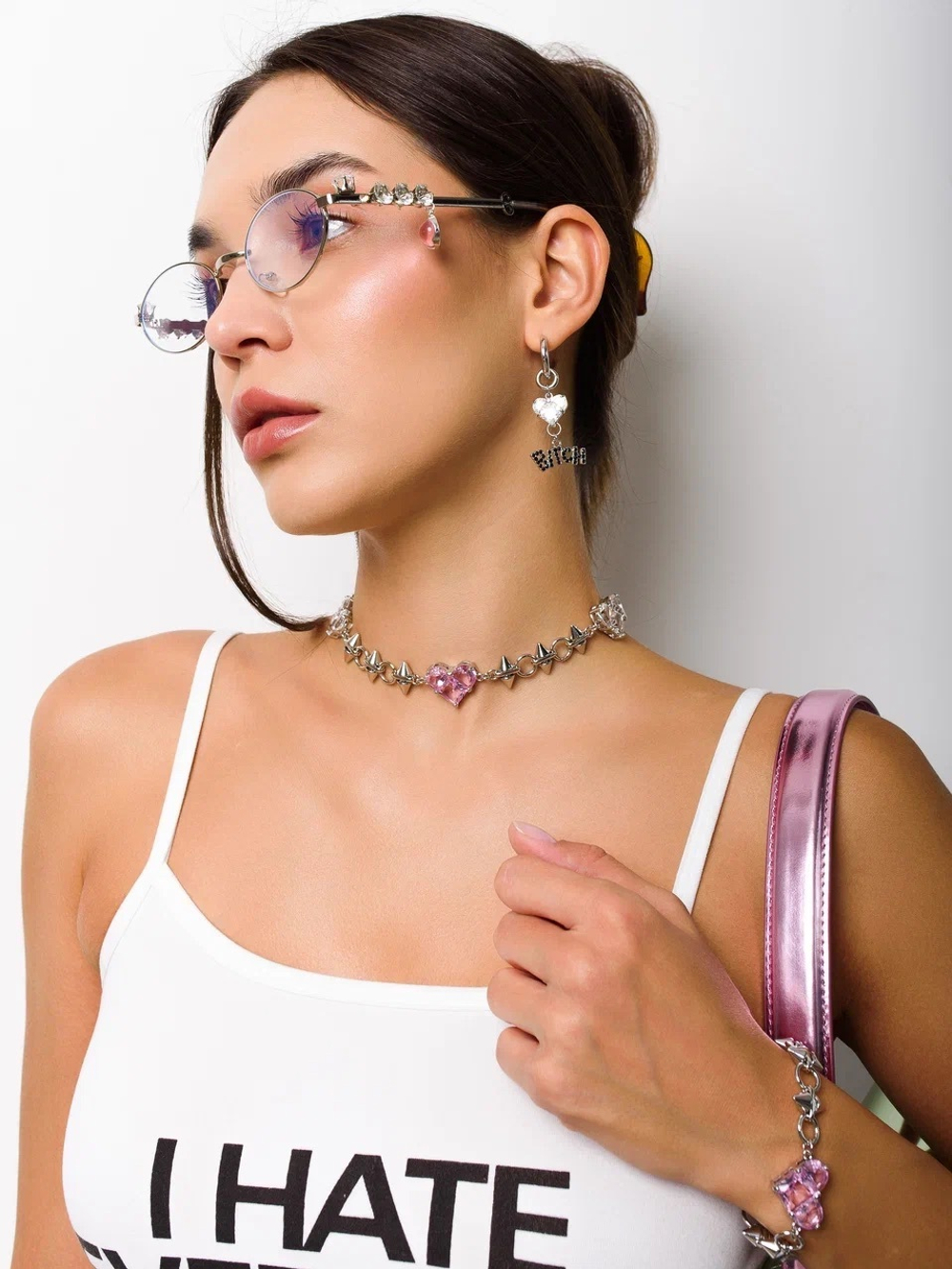 Колье "Pink big soul thorn" Silver