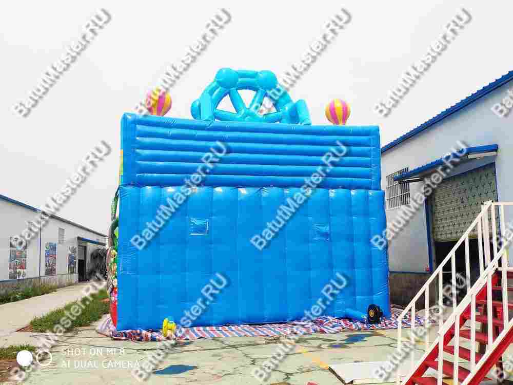 Коммерческий надувной батут "Парк развлечений 2" 12*7*7 м без фигуры клоуна