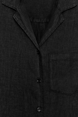 ZARA РУБАШКА ИЗ ЛЬНА С КАРМАНОМ — ZW COLLECTION, ЧЕРНЫЙ