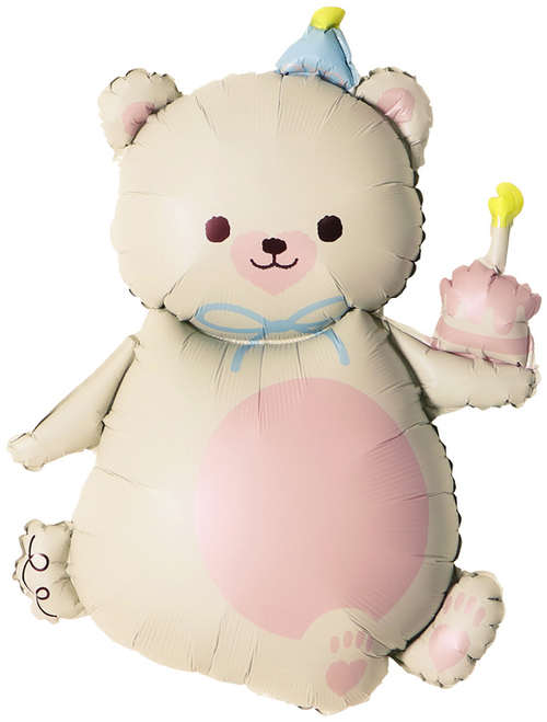 Фигура Мишка с кексиком, Кремовый, Сатин 39" Fl