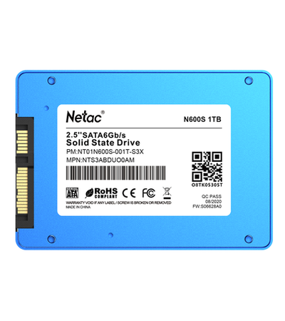 Ssd накопитель Netac SSD N600S 1TB 2.5 SATAIII 3D NAND, 7mm, R/W up to 560/520MB/s, TBW 560TB, 5y wty