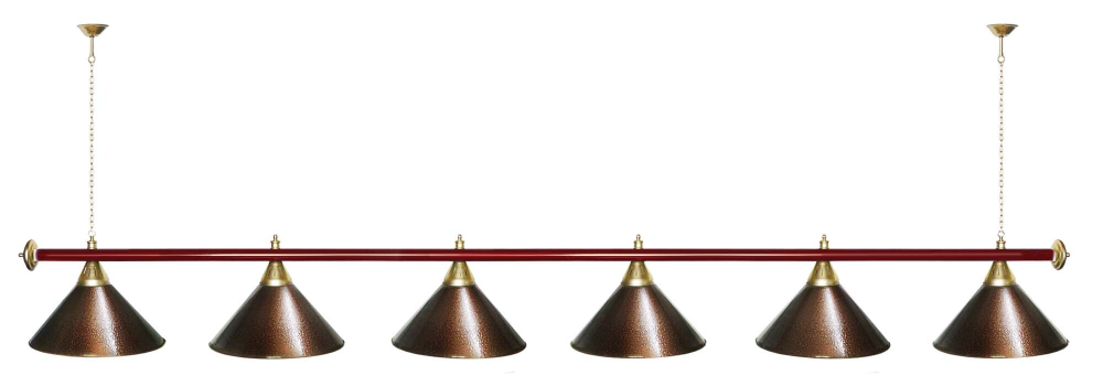 Лампа STARTBILLIARDS 6 пл. (плафоны зеленые,штанга зеленая,фурнитура золото)