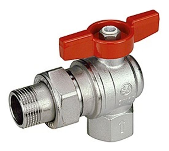 Кран шаровой Giacomini R789 1" НР/ВР угловой американка полнопроходной ручка-бабочка