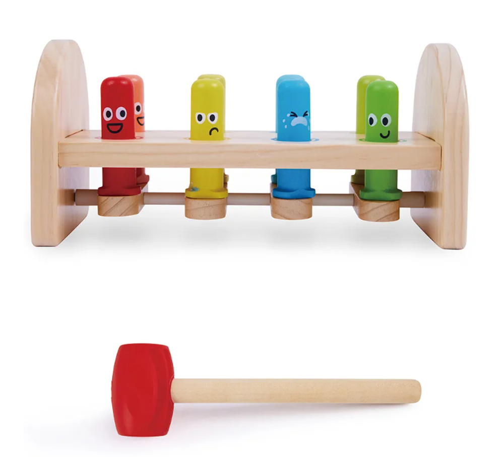 Детская развивающая игрушка "Стучалка". Радужная колотушка с молотком.