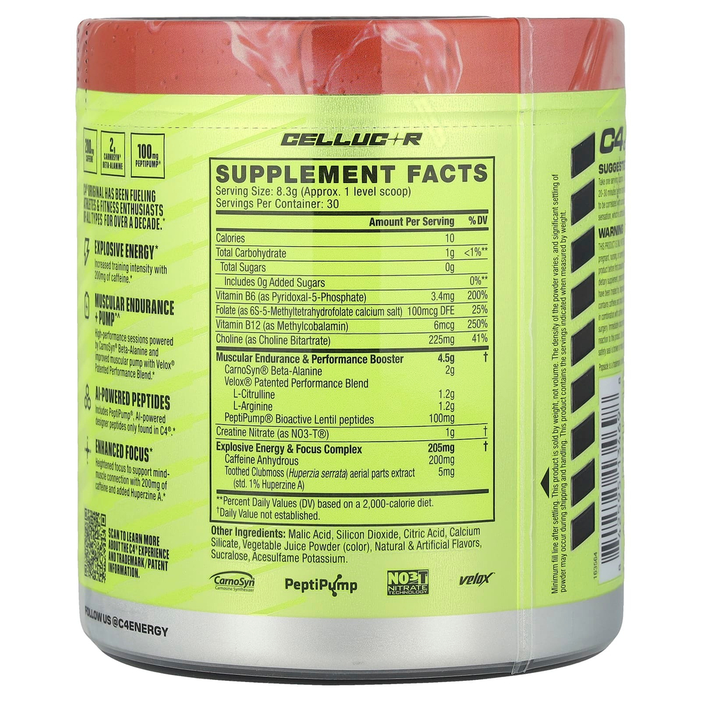 C4 / Cellucor, C4® Original, предтренировочный комплекс, вишневый леденец, 249 г (8,8 унции)