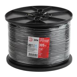 ЭРА Кабель коаксиальный RG-6U, 75 Ом, Cu/(оплётка Cu 64%), PE, цвет чёрный, бухта 305 м