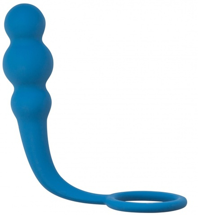 Анальная втулка с эрекционным кольцом Legend синий 10 см