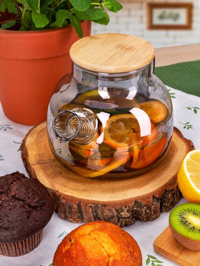 Стеклянный заварочный чайник 1000 мл. Kamille KM 9029 с бамбуковой крышкой