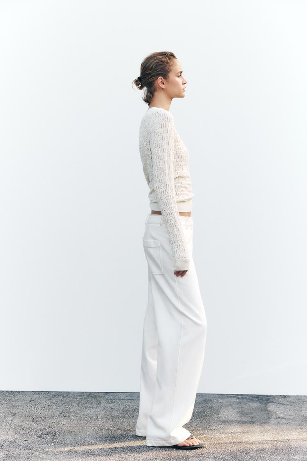 ZARA АЖУРНЫЙ СВИТЕР, ЭКРЮ