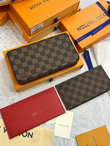 Клатч Louis Vuitton Felicie канва Damier Ebene коричневый