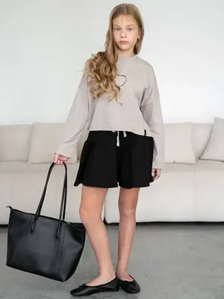 Осенний костюм для девочки, лонгслив и шорты