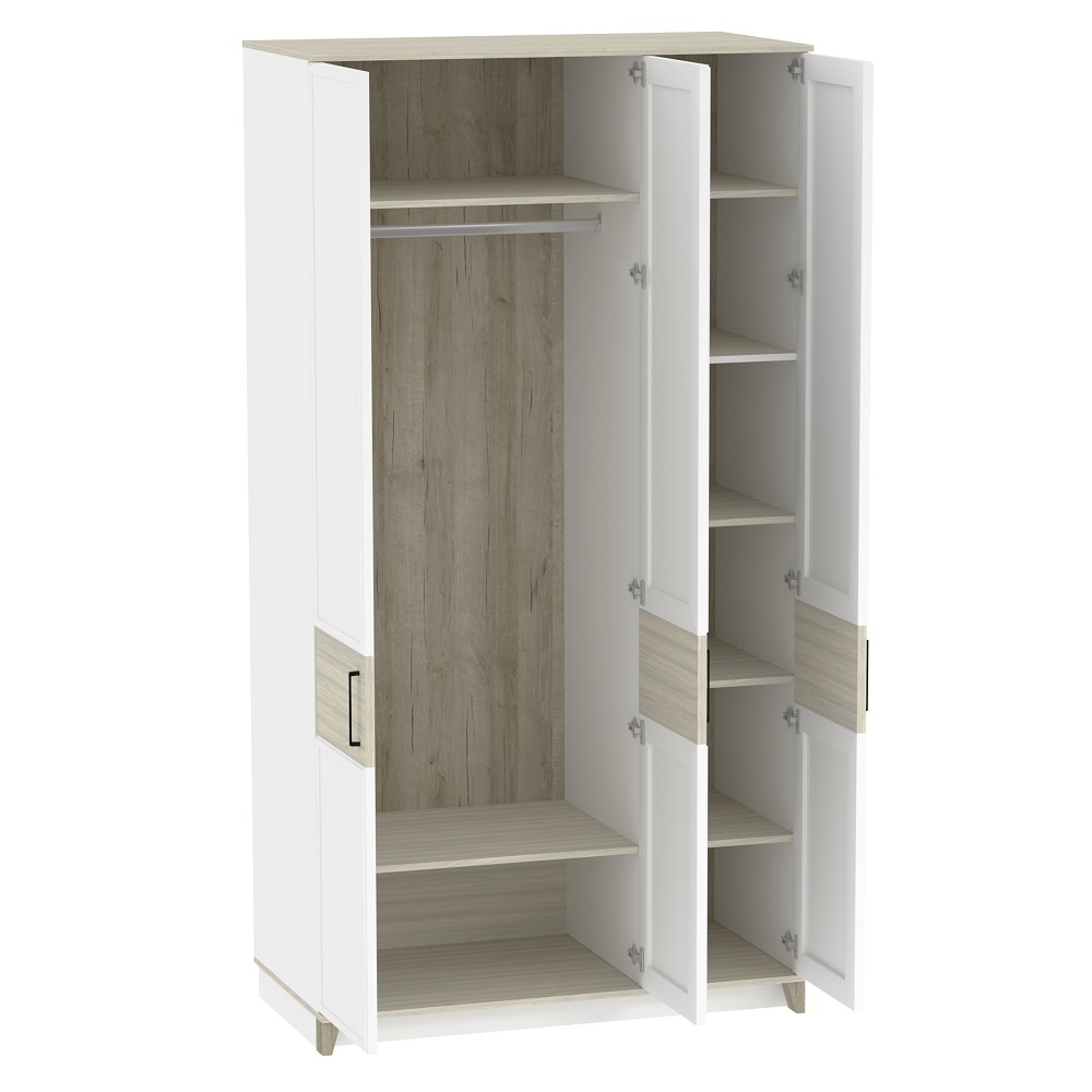 Шкаф для одежды и белья Аурелио 444, Блэквуд Сатиновый, Белый