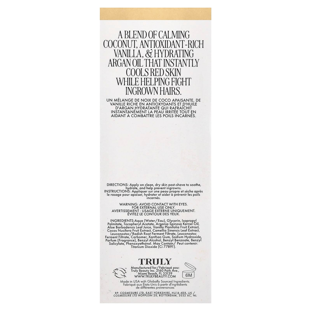 Truly Beauty, сыворотка после бритья с кокосом, 90 мл (3,1 жидк. унции)