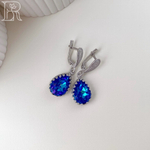 LEFIREL' Серьги серебряные женские "Magic Night" с кристаллами Swarovski / ювелирные украшения из родированного серебра 925