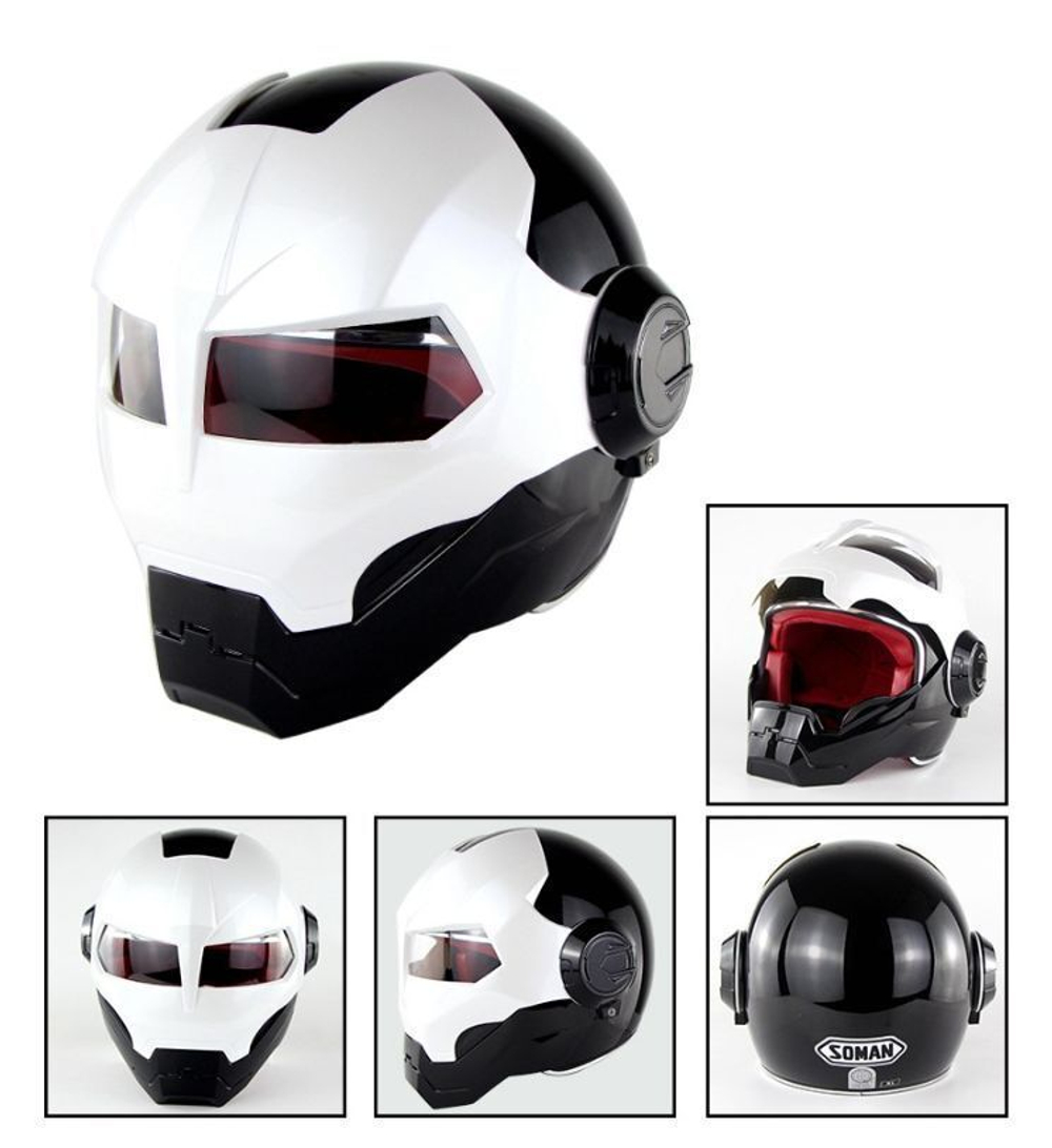 шлем интеграл SM515 iron man бело чёрный xl