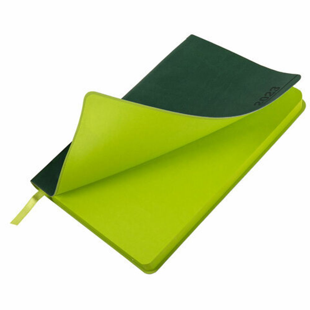 Ежедневник датированный 2023 А5 138x213 мм BRAUBERG "Metropolis Mix", под кожу, темно-зеленый, 114117