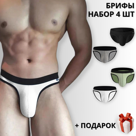 Набор мужских трусов брифов 4в1+ПОДАРОК ROMEO ROSSI RR2081-01