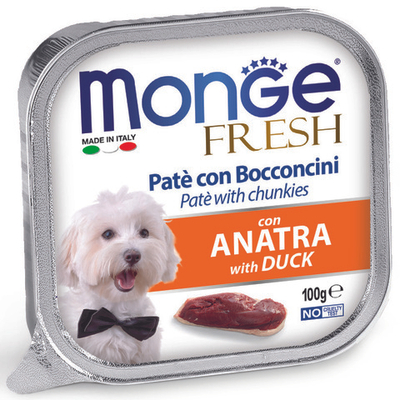 Влажный корм Monge Dog Fresh для собак, с уткой, консервы 100 г