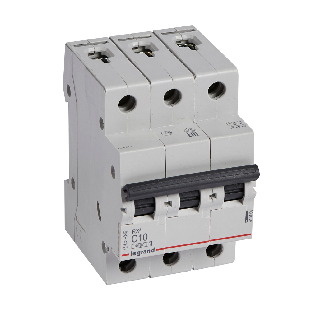 Автоматический выключатель 4,5кА 10А 3П C Rx3 Legrand