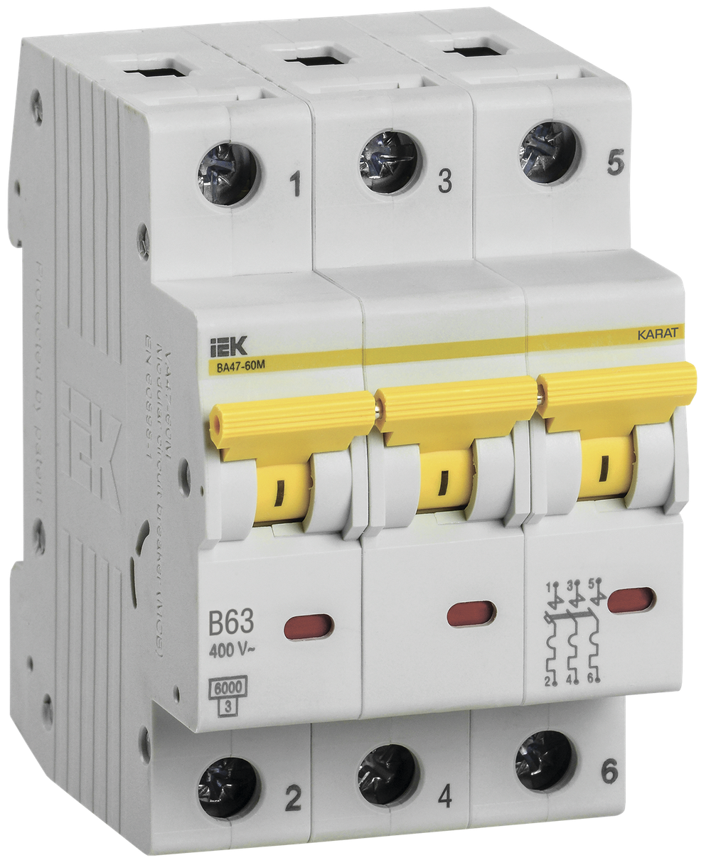 KARAT Автоматический выключатель ВА47-60M 3P B 63А 6кА IEK