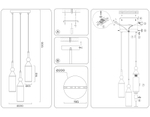 Светильник подвесной LH55272/3 BS/FR латунь/белый матовый E14 max 40W D230*1200