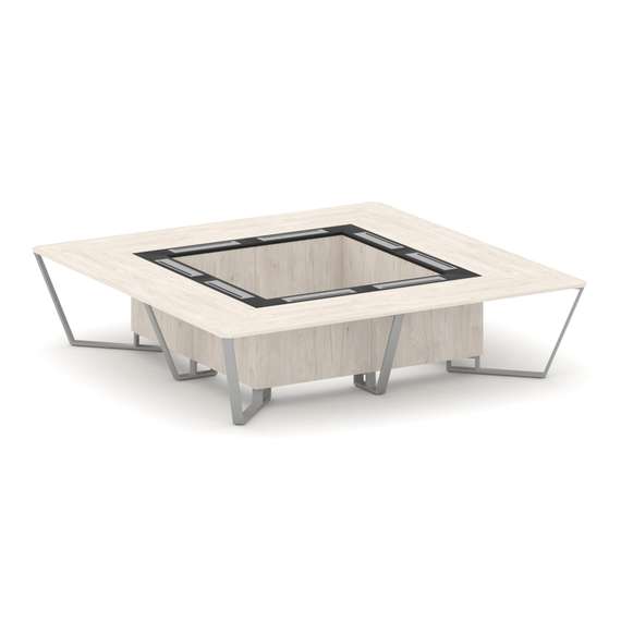 Steel Meet Стол переговорный квадратный KMK-PR.B.SP-16K Денвер Светлый/Графит Глянец/Металл Серый 32