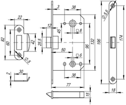 Защелка сан-техническая  врезная Fuaro (Фуаро) MAGNET M96WC-50 BL-24 черный (new plate)