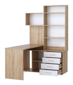 Стол компьютерный угловой с ящиками Крафт Белый, ПКС-11, 138,4х57х187 см Памир