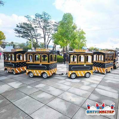 Безрельсовый паровозик «Сияющий путь» 4 вагона, 17 мест, с подсветкой