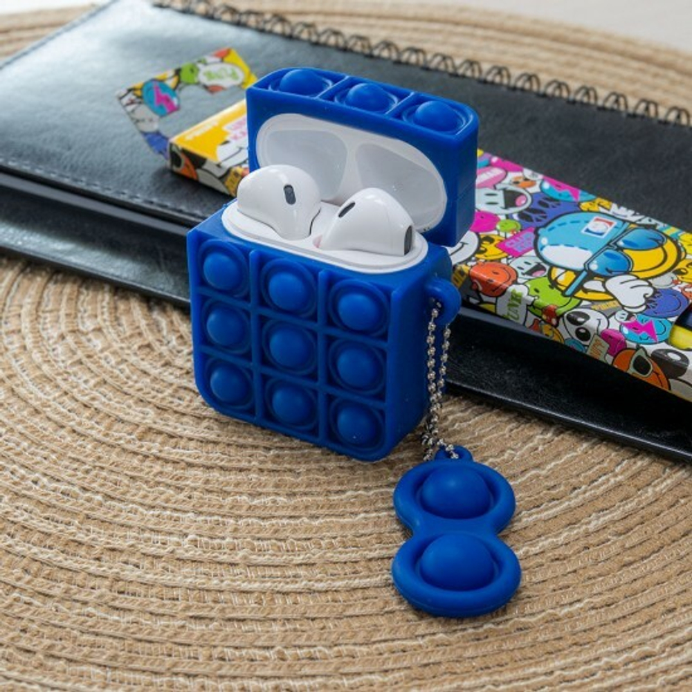 Силиконовый чехол для AirPods Pop it, 012635 Синий