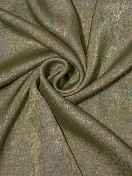 Ткань шёлк металлик, 120 г/м2, 100% п/э, ш. 155 см, хаки