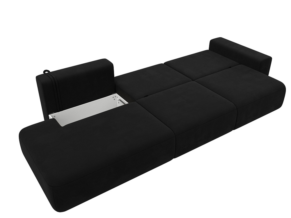 Диван прямой Лига-036 НПБ Модерн Лонг подлокотник справа МИКРОВЕЛЬВЕТ Черный