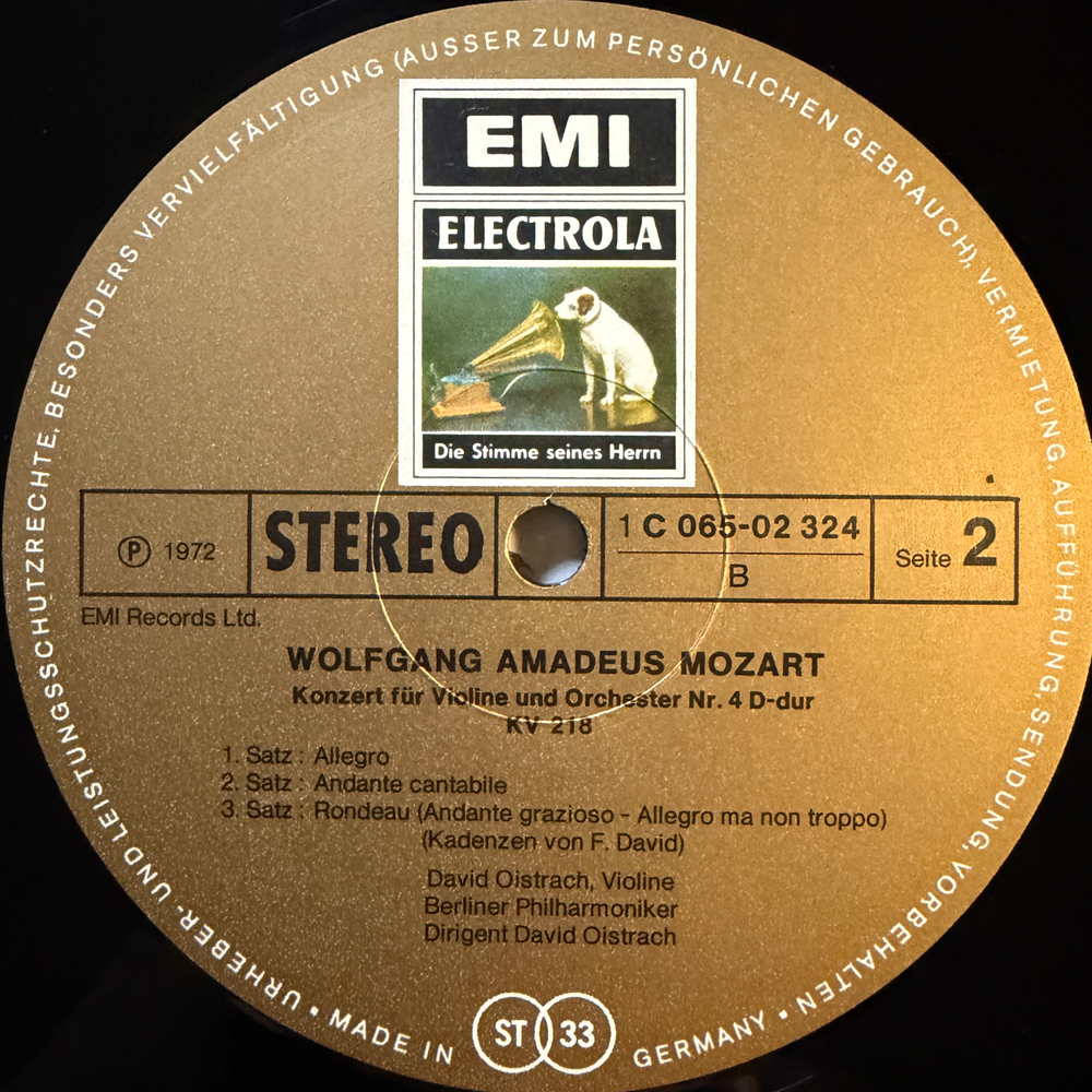 Моцарт, Давид Ойстрах - Скрипичные концерты №3 и № 4 (Германия 1972г.)Т