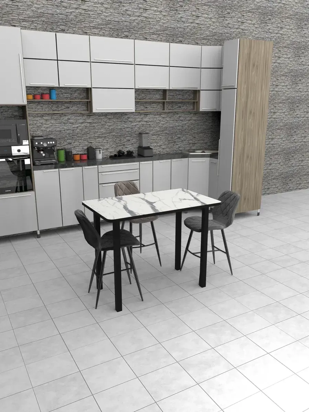 Обеденный стол "Мрамор белый" 110х70 см