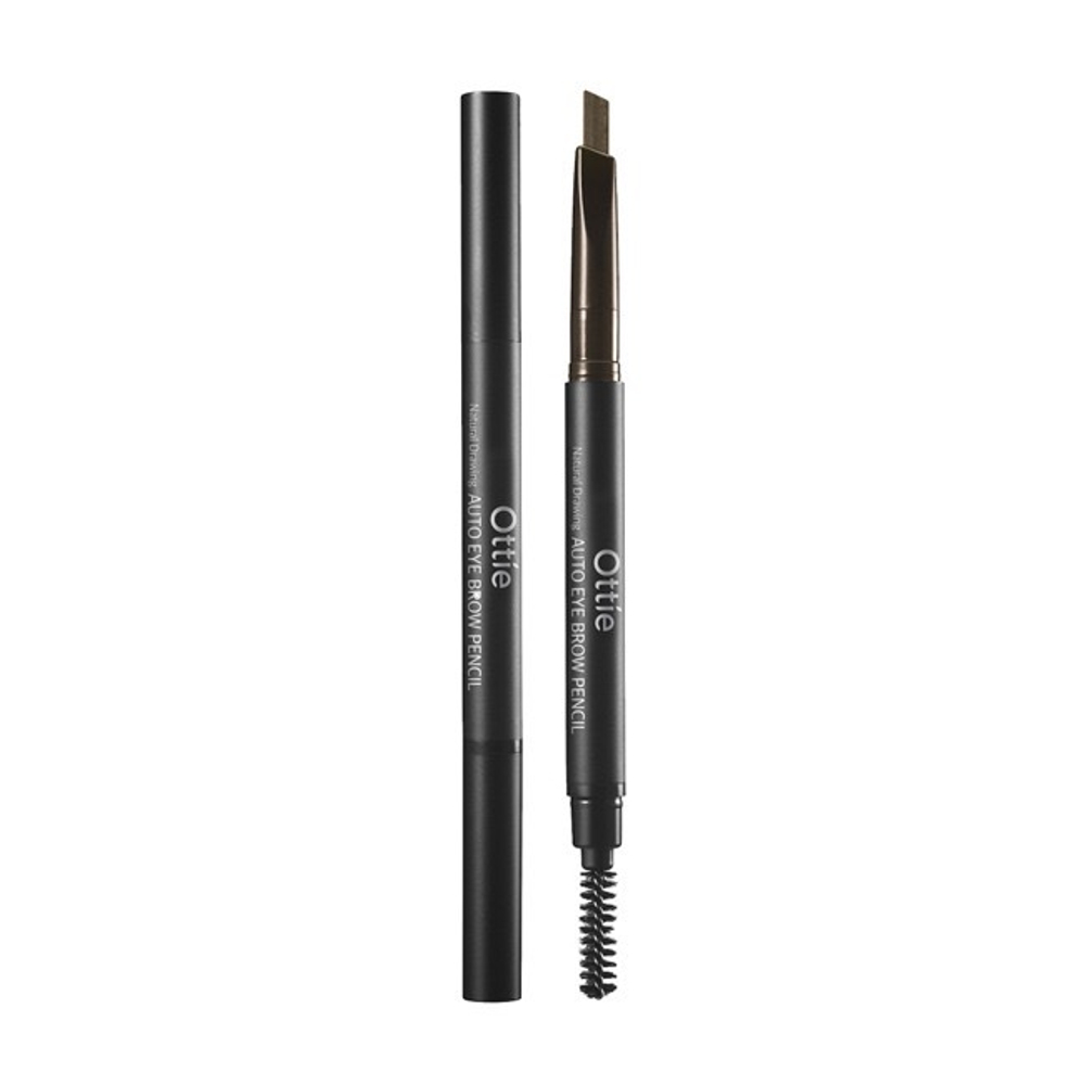 Стойкий авто-карандаш для бровей с щеточкой Ottie Natural Drawing Auto Eye Brow Pencil 02