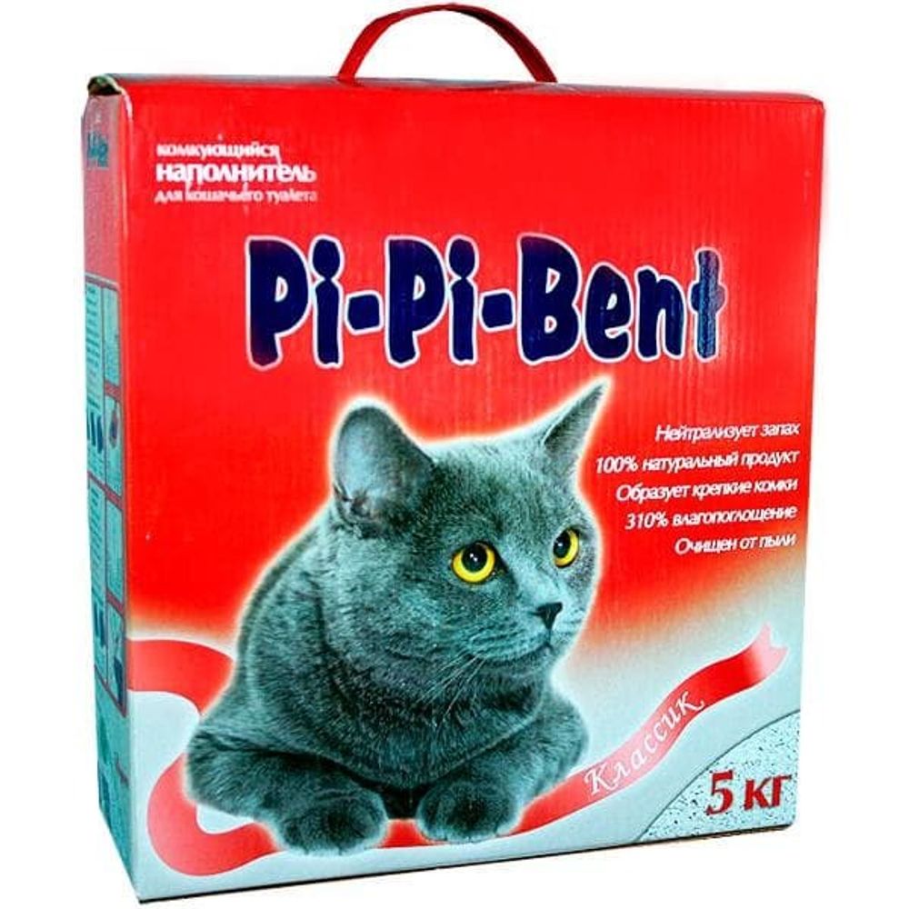 Наполнитель&quot;Pi-Pi-Bent&quot;комкоющ.&quot;Для кошек&quot; коробка 5 кг