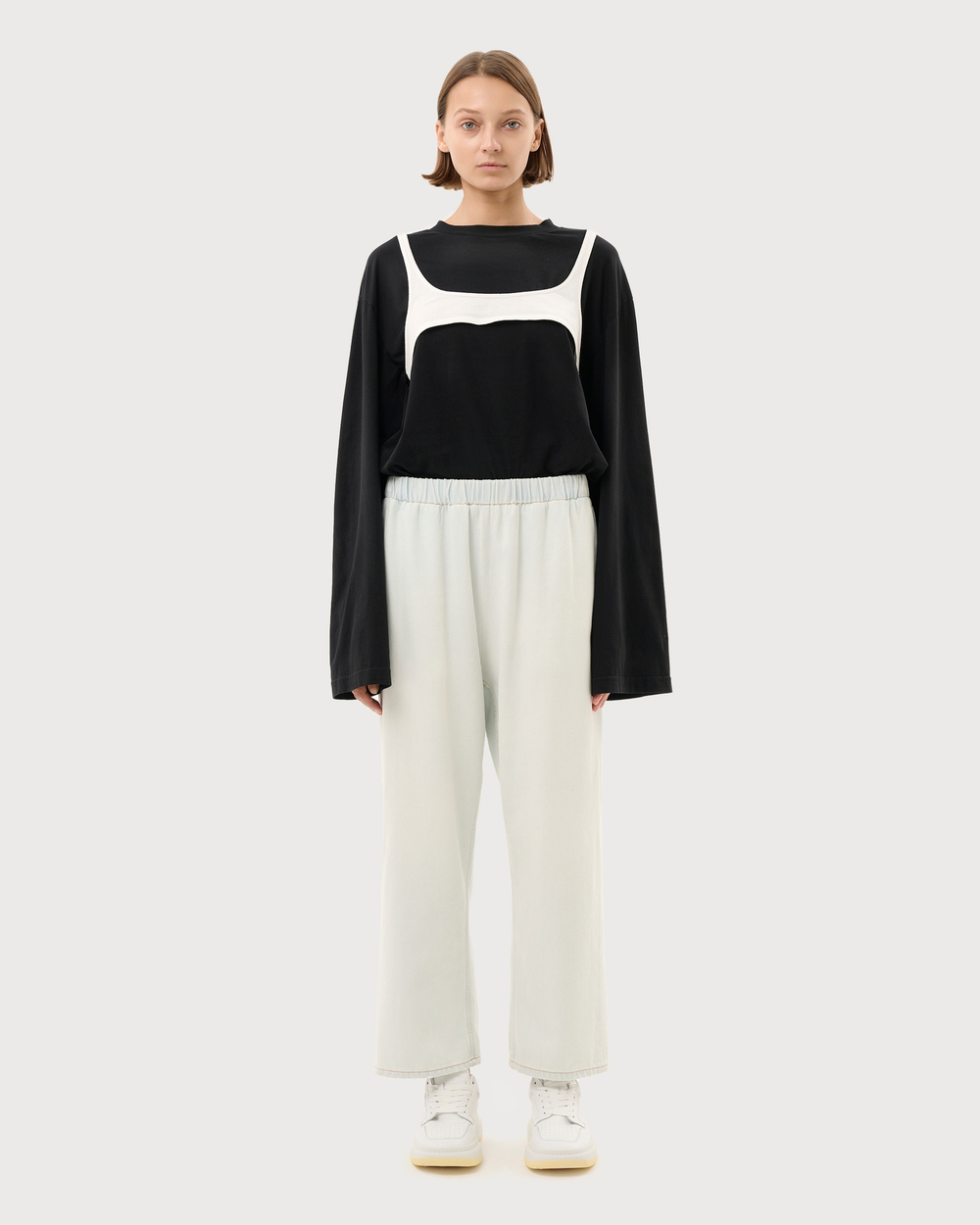 M6 MAISON MARGIELA ДЖИНСЫ ЖЕНСКИЕ НА РЕЗИНКЕ СВЕТЛО-ГОЛУБЫЕ