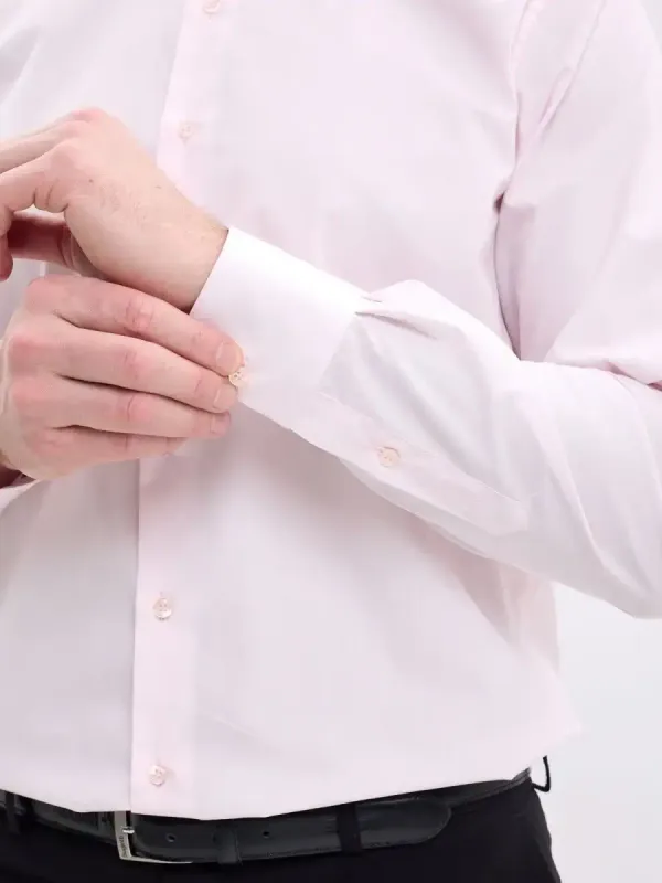 Рубашка на высокий рост LONG SLIM FIT с длинным рукавом, бледно-розовая