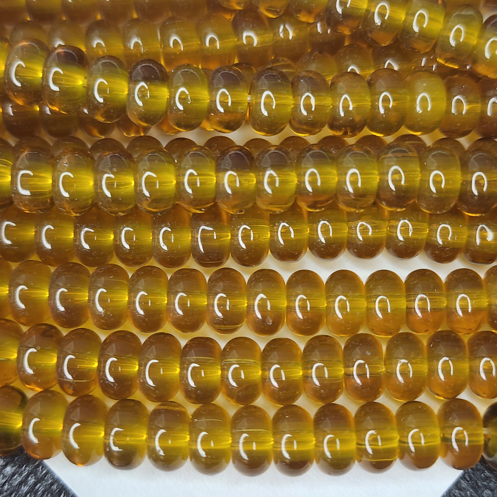 Стеклянный рондель, бусина проставка, цвет янтарный, р-р 8×4мм, цена за набор 20 шт