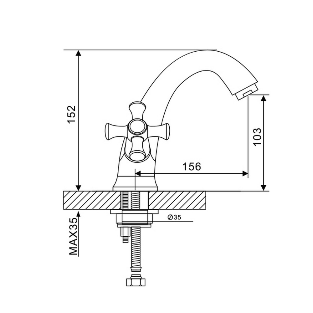 Смеситель для раковины 1/2 кер G1042 GAPPO литой, креп. 2 шпильки, ХРОМ
