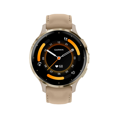 Умные часы Garmin Venu 3S, 41mm, Soft Gold French Grey Leather band (010-02785-55)