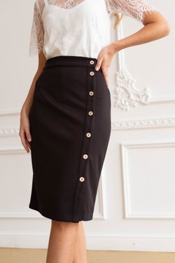 Юбка-карандаш темно-коричневая из вискозы