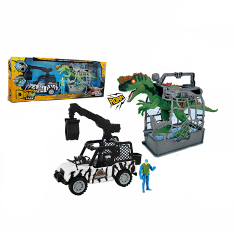 Игровой набор динозавр с машинкой со световыми и звуковыми эффектами ESSA TOYS 24203