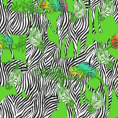 Зебры и хамелеоны (черно-зеленый вариант)