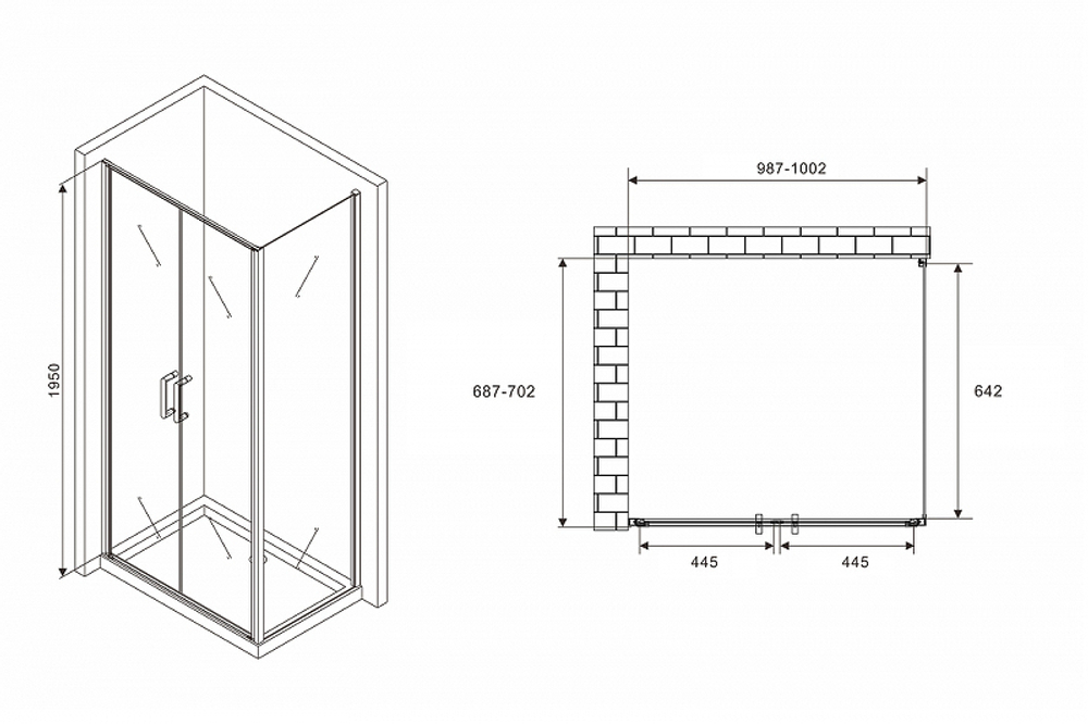 Душевой уголок Abber Sonnenstrand 100x70 AG04100C-S70 профиль Хром стекло прозрачное