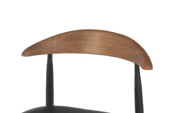 Обеденный стул Wagner черный металлический каркас, черная экокожа, деревянная спинка