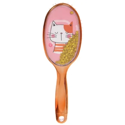 Расческа массажная зеркальная «Animals», милые котики, микс 4 цвета, 7*23.5 см (блистер Ultramarine)